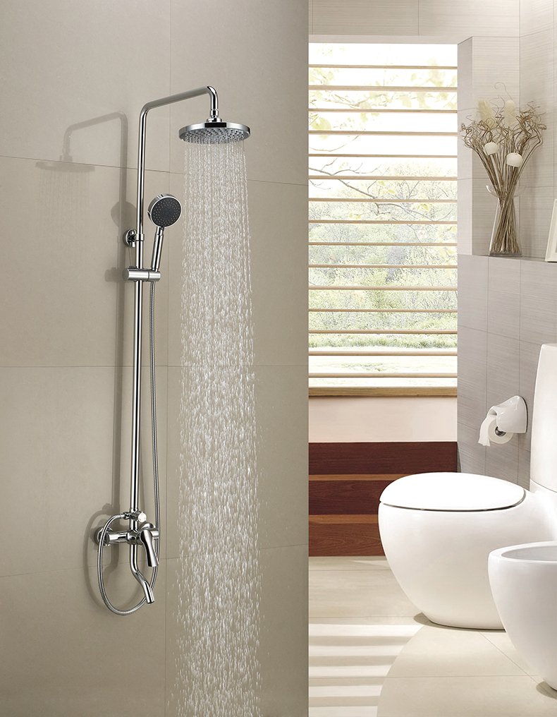 金牌卫浴 喷射虹吸座便器节水马桶简约套装淋浴三功能花洒套餐02效果